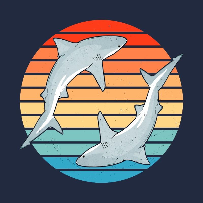 Bull Shark Retro Sunset
