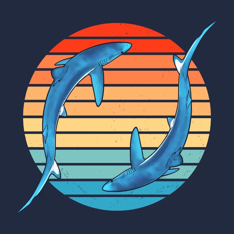 Blue Shark Retro Sunset