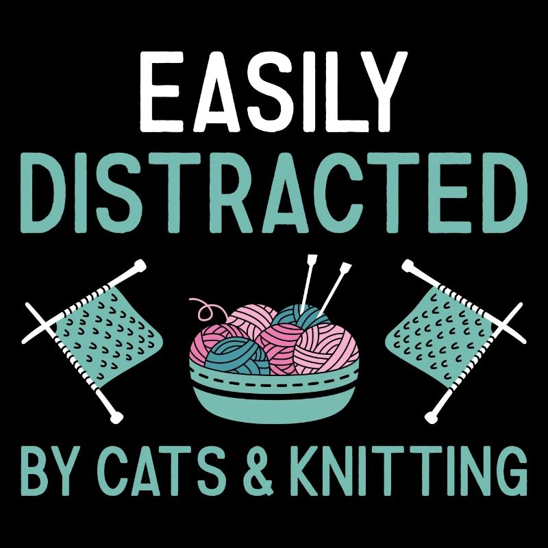 Knitter Easily Distracted By Cats And Knitting