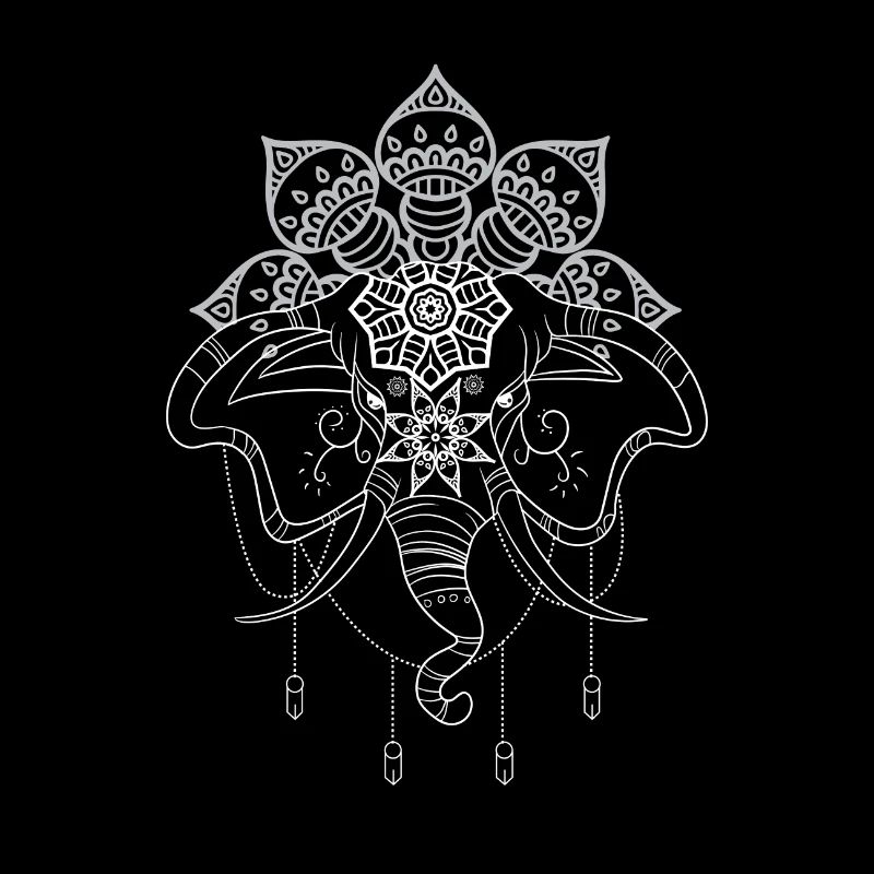 Elefanten Mandala Zeichnung Buddha Chakra