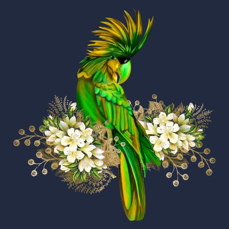 Perroquet mignon avec des fleurs