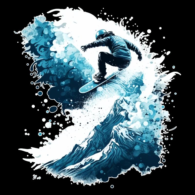 Snowboard des vagues de neige - avalanche, ski