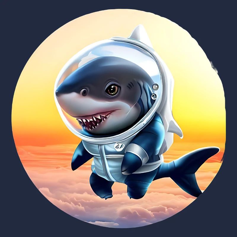 Requin astronaute au coucher du soleil