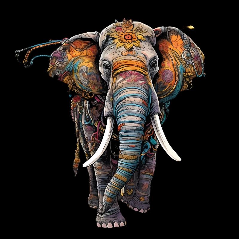 Éléphant coloré dans un style ethno boho