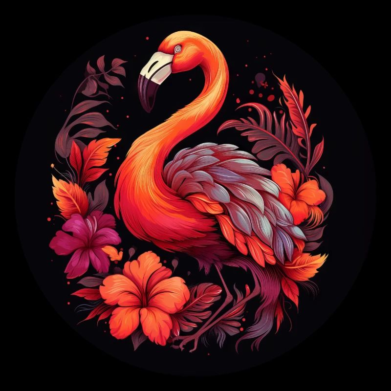 Flamingo in Herbstblättern