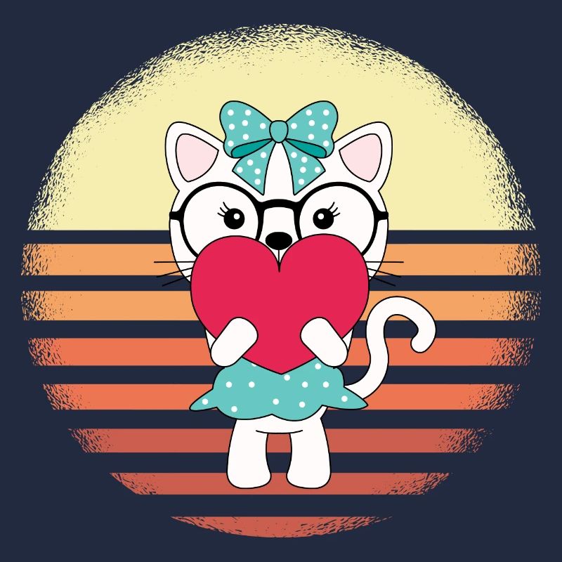 Chat avec coeur Sunset Design