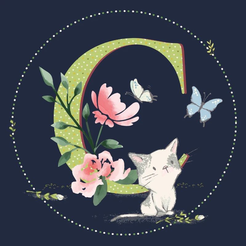 Lettre initiale C avec chat