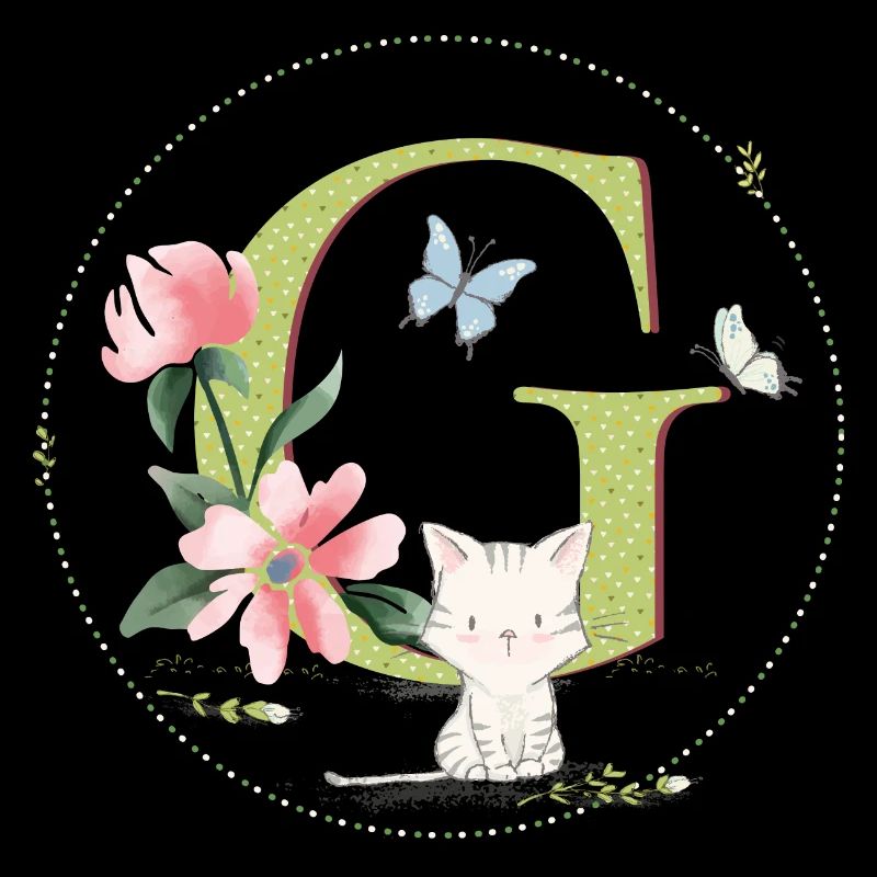 Première lettre G avec chat