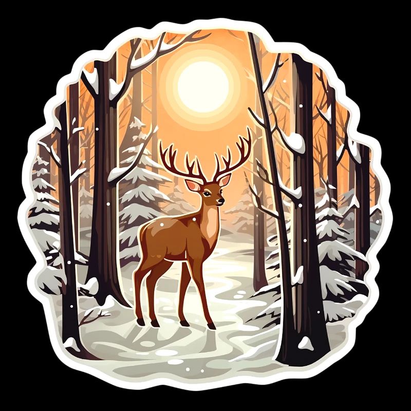Deer in snowy forest