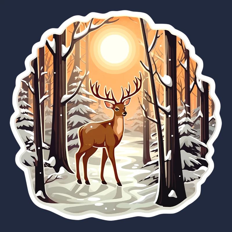 Hirsch im verschneiten Wald