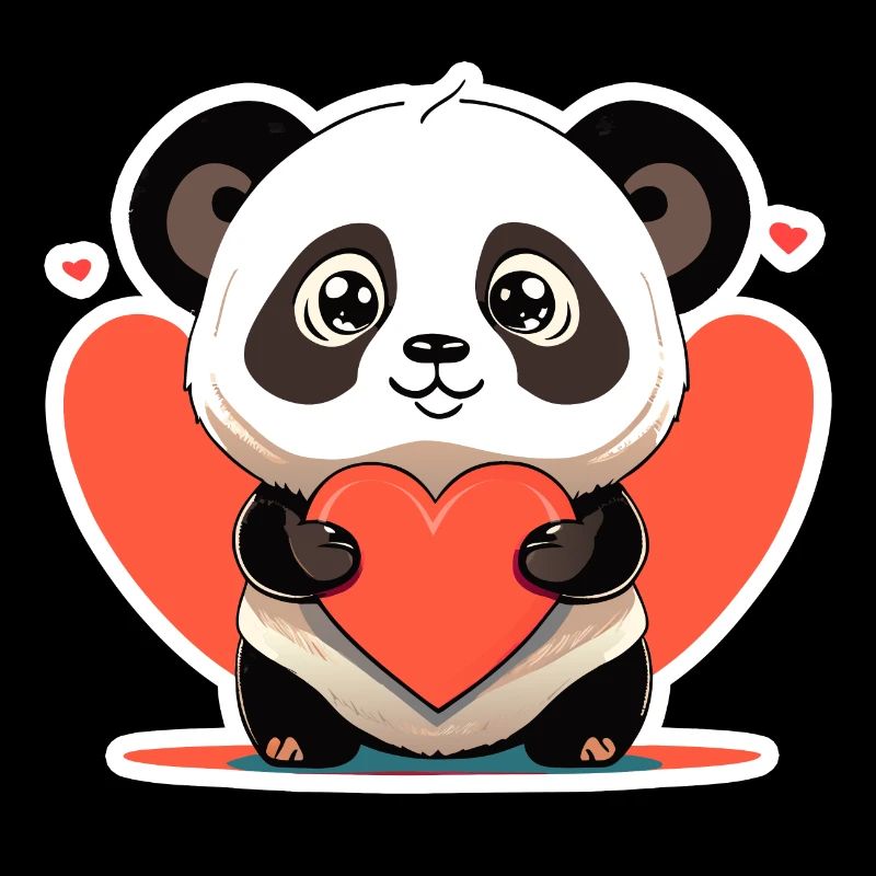 panda with heart