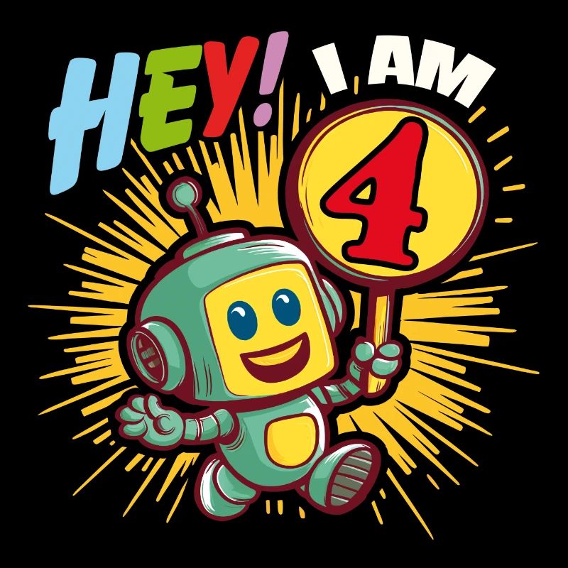 Vier Jahre kleiner Roboter Hallo ich bin 4