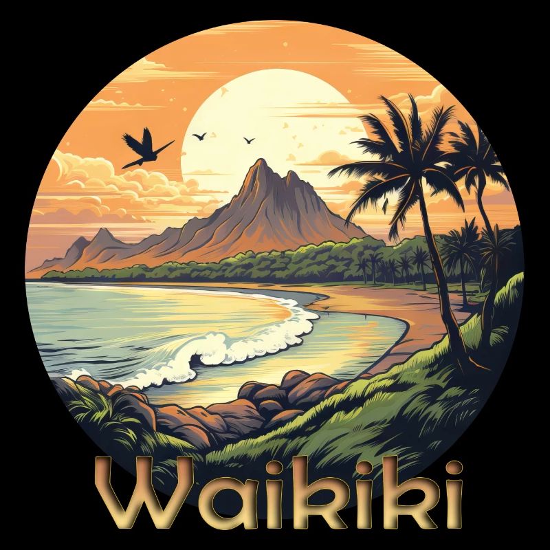 Waikiki Hawaï coucher de soleil sur la plage