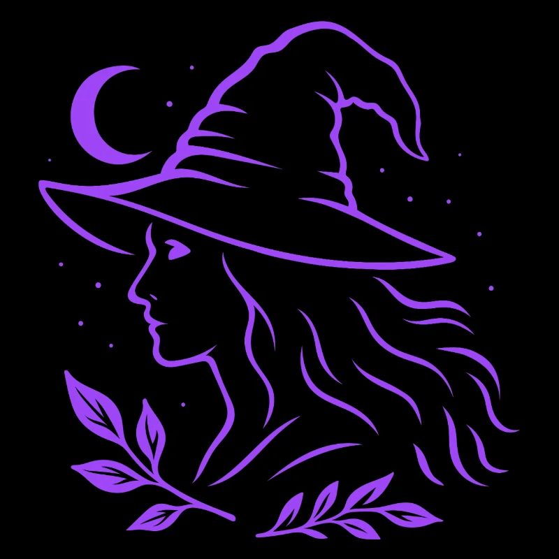 Hexe Silhouette Mond Witchcore Motiv