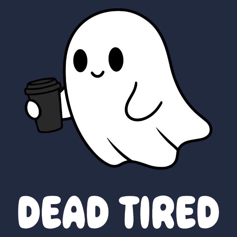 Coffee Ghost Tired Ghost with Mug
