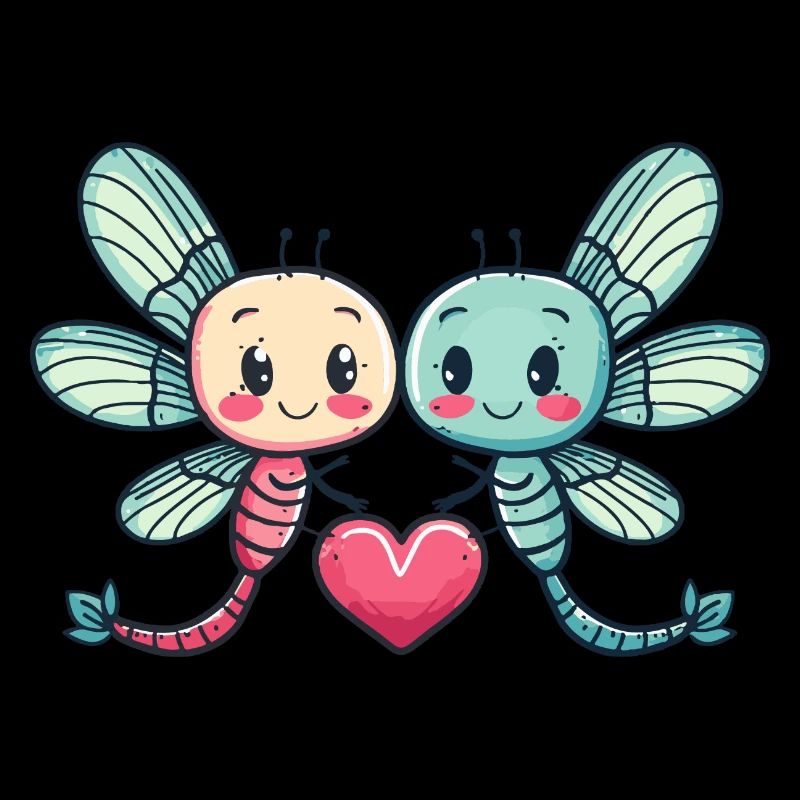 Libellule Couple Amour Saint Valentin