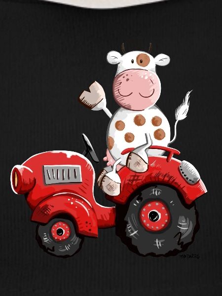 Kuh fährt Traktor