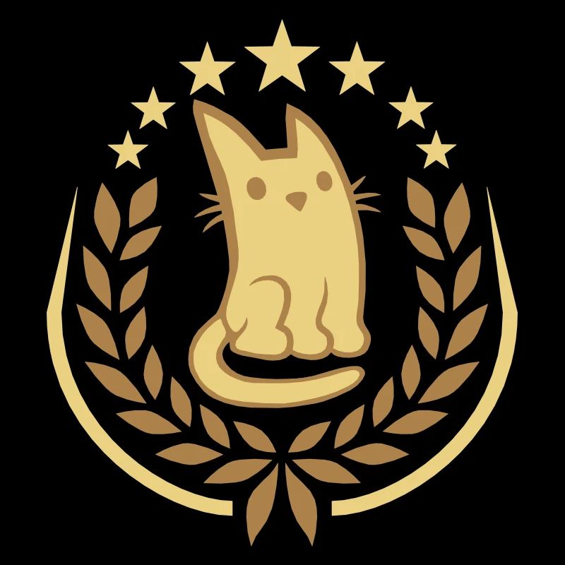 Logo de chat noble de couronne de laurier