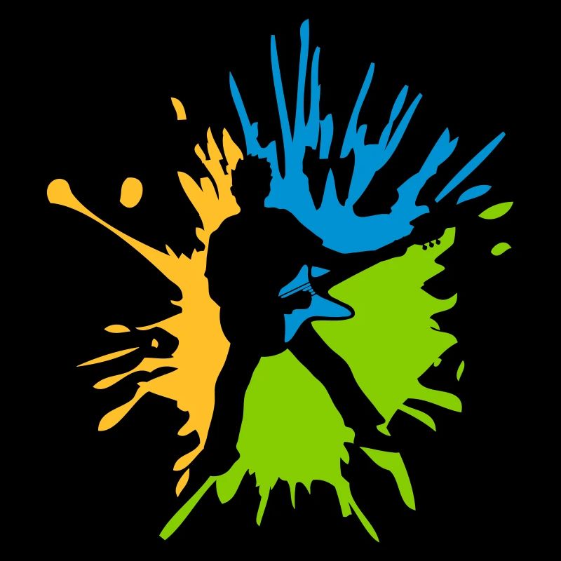 Gouttes colorées de guitariste éclaboussures de couleur