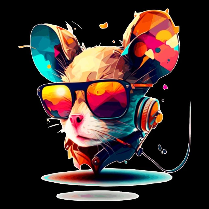 Basse et souris techno comme raver et rongeur de fête