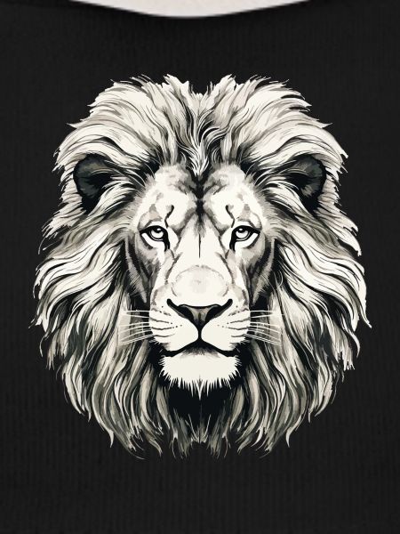Lion Lion Head Black & White Drawn Art