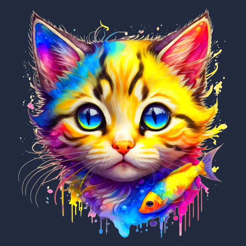 Chaton Arc-en-ciel avec du poisson
