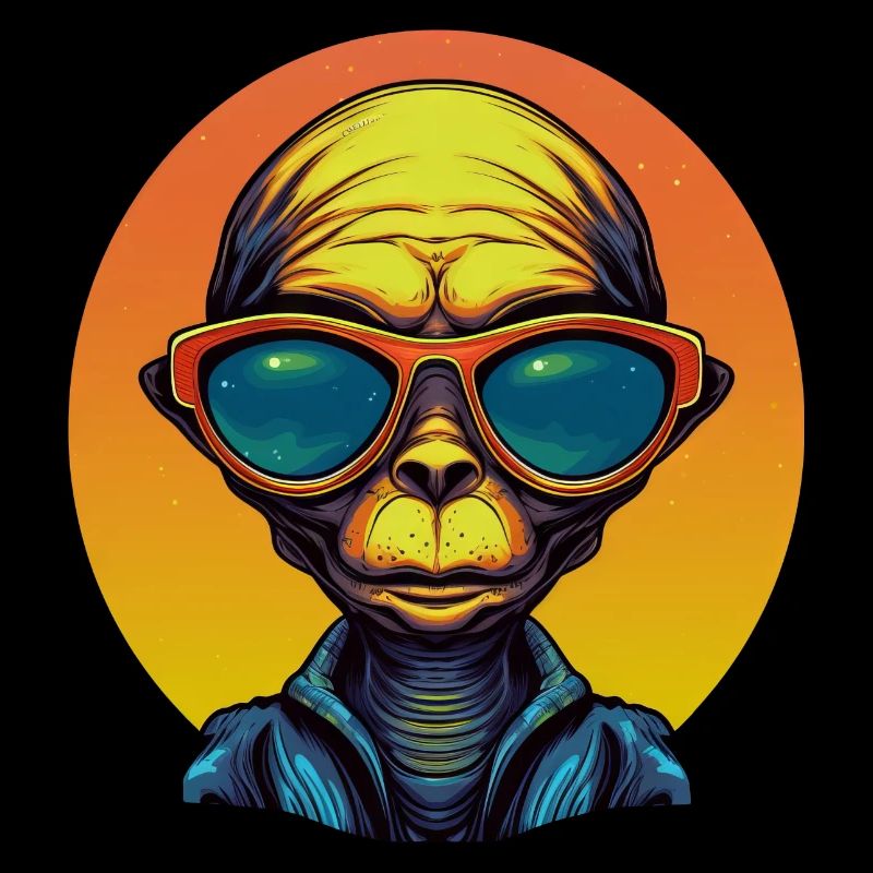 Cool Alien in Sunset: Casual Extraterrestrial