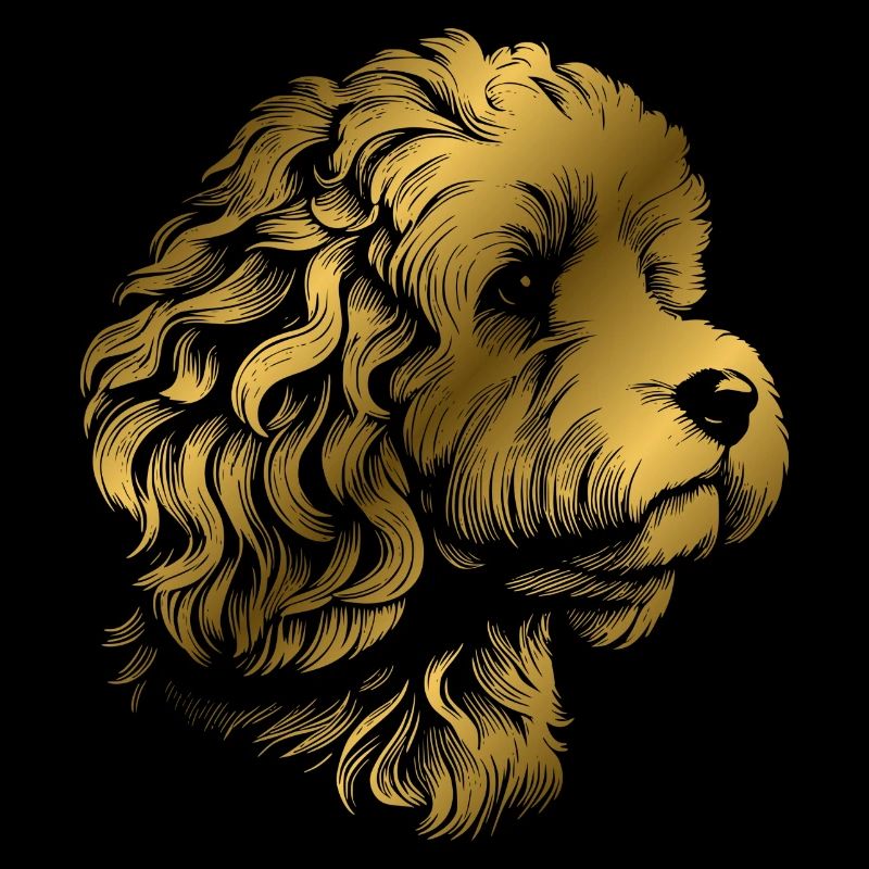 Cockerpoo Cocker Spaniel Poodle Portrait, Drawing