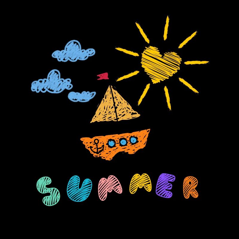 Sommerboot Kinderkunst Stil