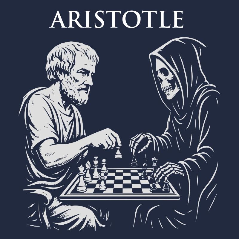 Aristotle and Grim Raper Chess Illustration