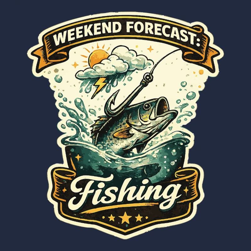 Motif rétro de la prévision du week-end pour la pêche