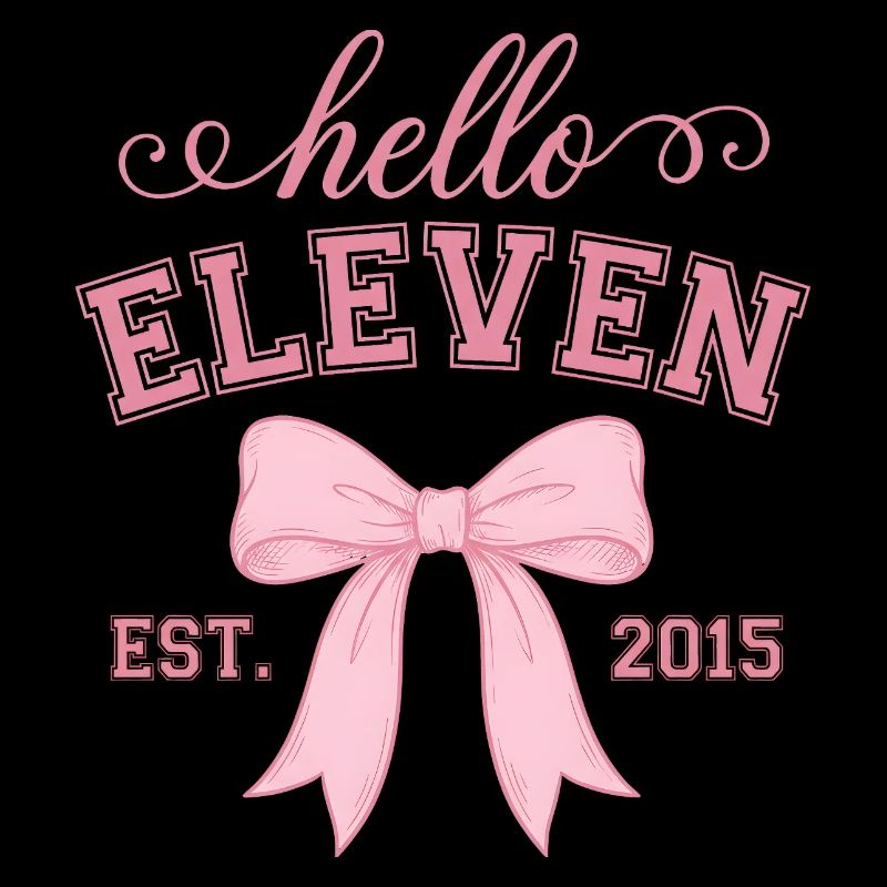 Hello Eleven Est 2015 Pink Bow Design