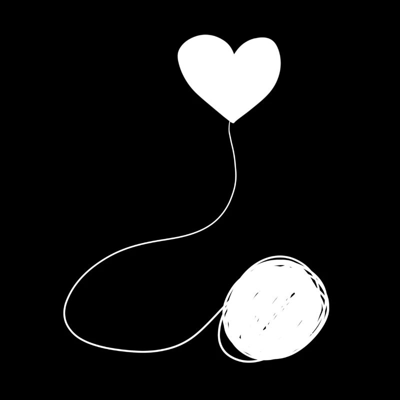heart gray symbol wool thread line