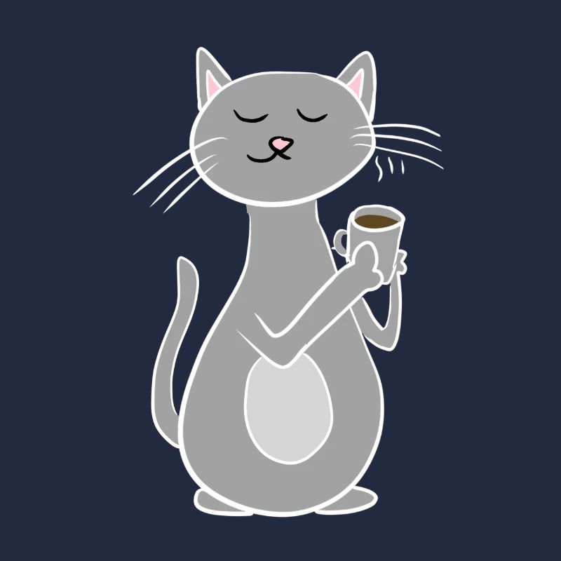 grey cat chilling with coffee