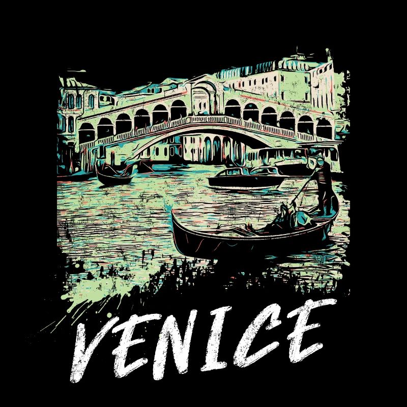 Venice's Rialto Bridge: Charming Illustration
