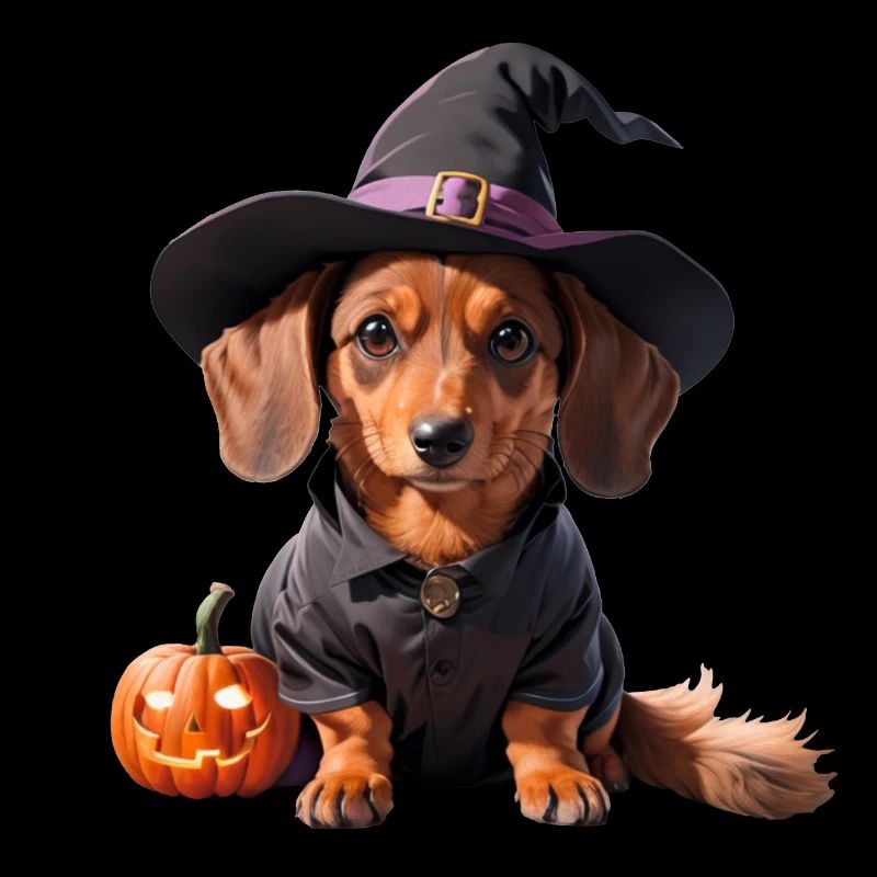 Sorcière teckel avec chapeau de sorcière Halloween Teckel