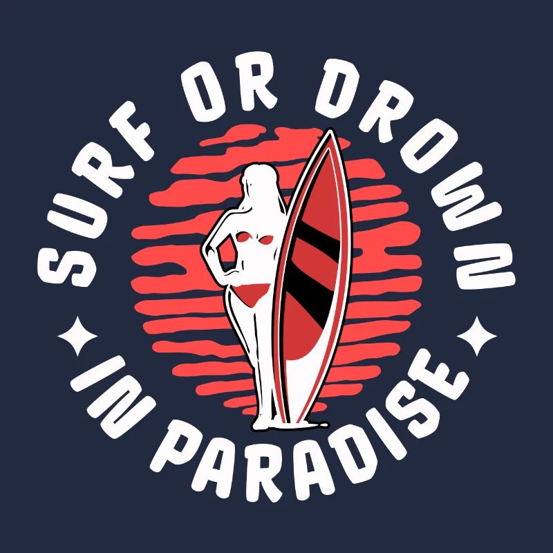 Retro Surfing Mädchen Surfen oder Ertrinken Sonnenuntergang