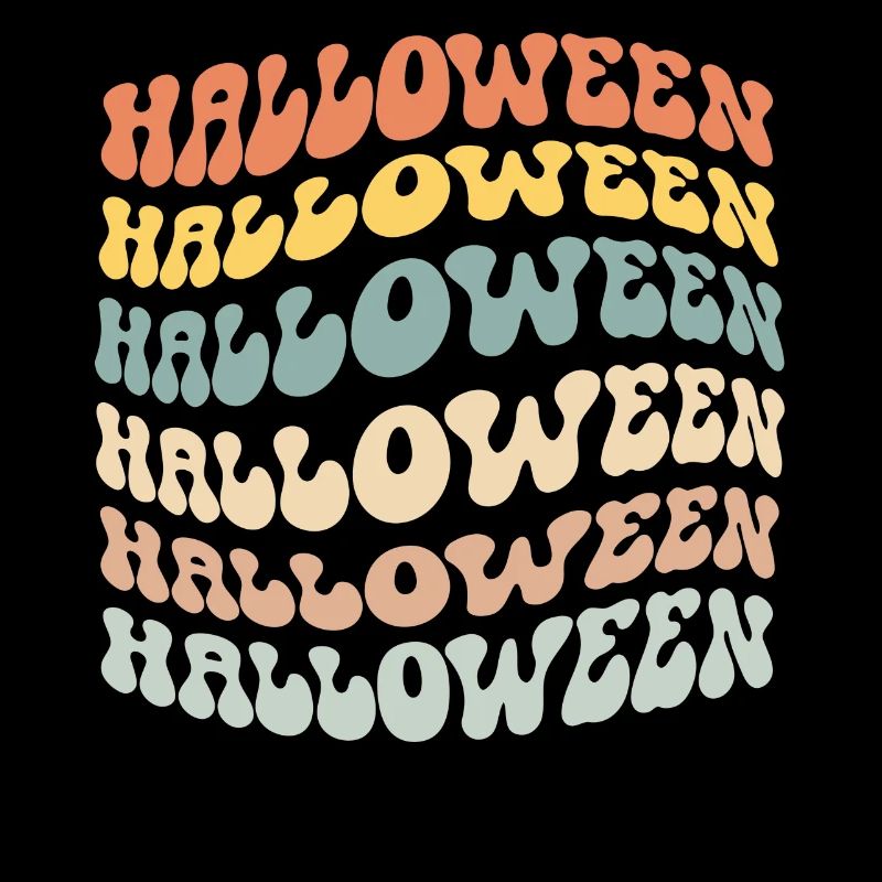 Grooviger Halloween-Text, buntes Retro