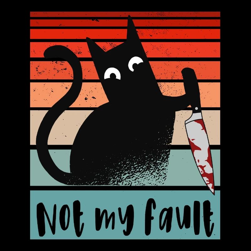 Pas ma faute, chat innocent avec un couteau