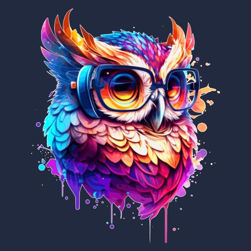 Party Eule als Vogel in bunt als cooles Artwork