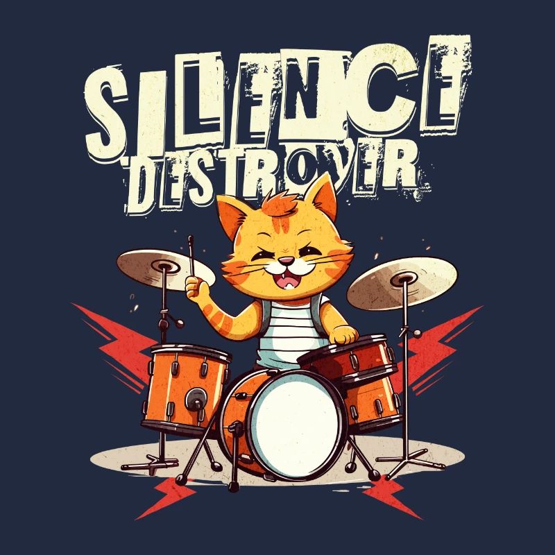 Drums Drums Silence Destroyer Cat Funny