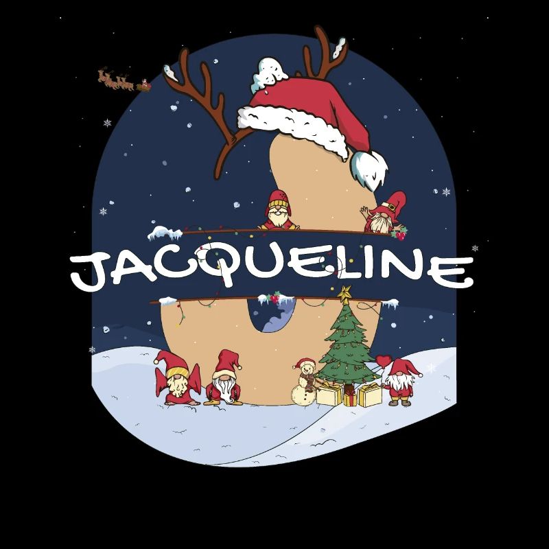 Awesome Jacqueline Name w Santa Hat in Xmas Theme