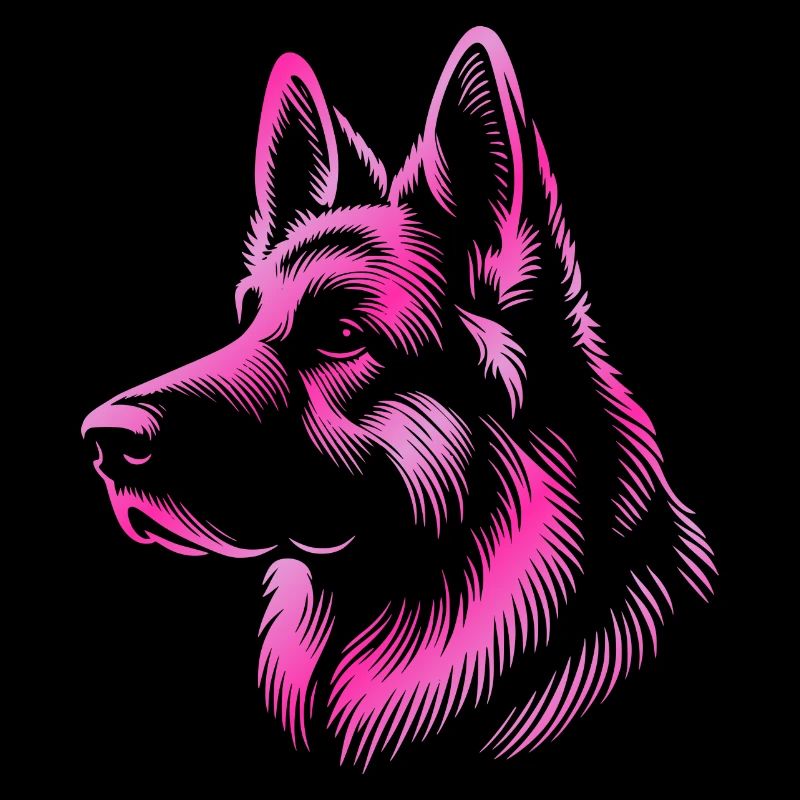 German Shepherd head pink