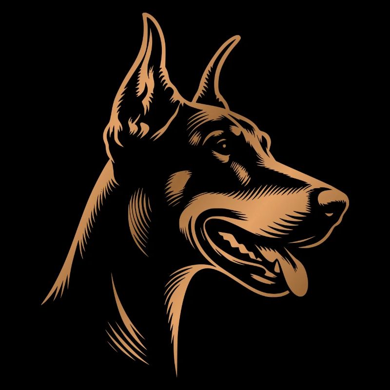 Doberman Pinscher, Tête de chien, Dessin bronze