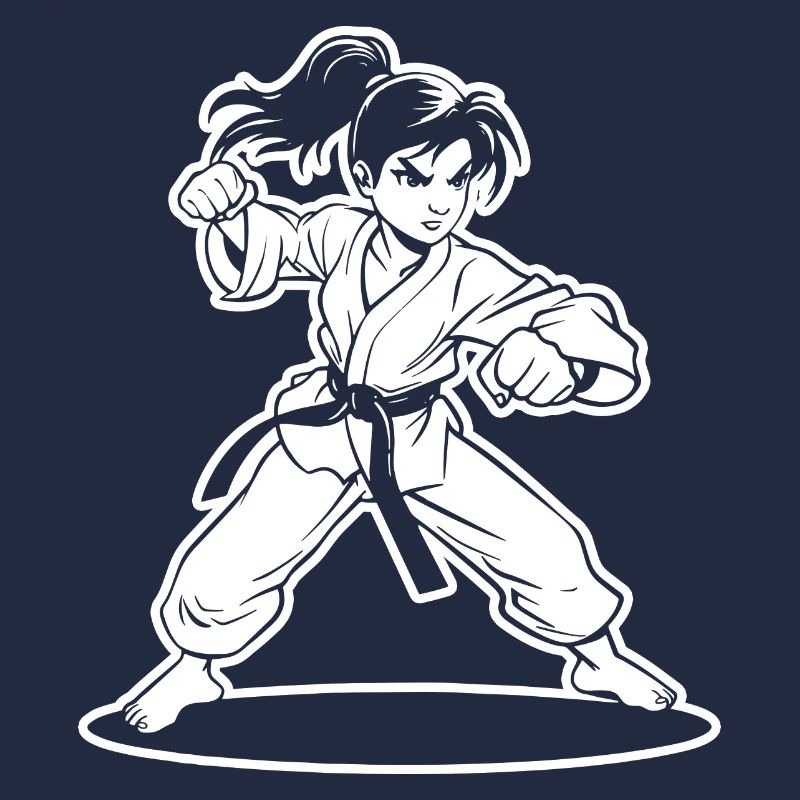 Karate Mädchen Cartoon Stil