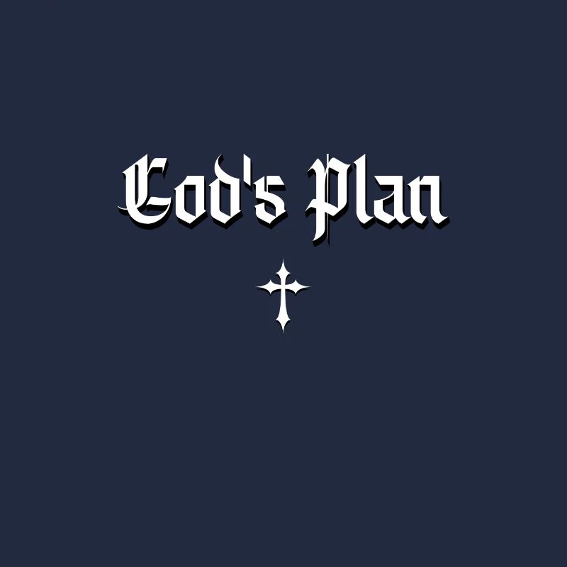 God's Plan in Gothic script with cross