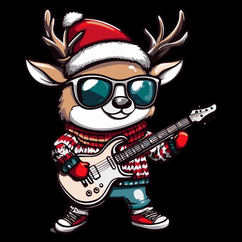 Deer Christmas Guitar