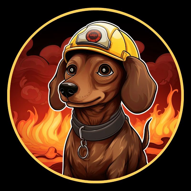 Dackel Feuerwehr / Feuerwehrmann Dackel