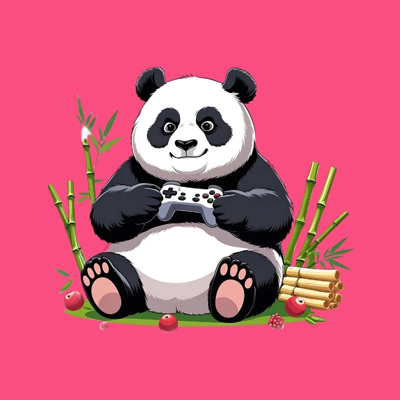 Niedlicher Panda mit Gaming-Controller