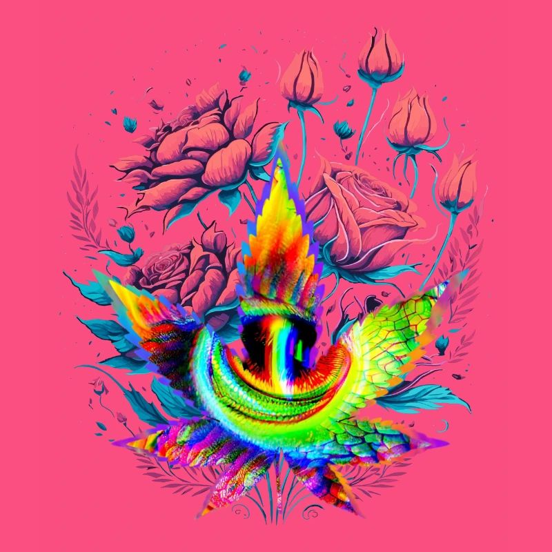 Feuille de cannabis psychédélique avec œil de dragon